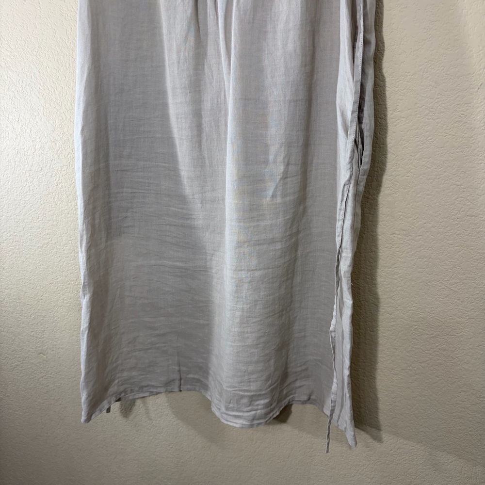 Capricci Linen Midi Dress Women Sz L Beige Cottage Boho Romantic Vacation Italy - Picture 3 of 10